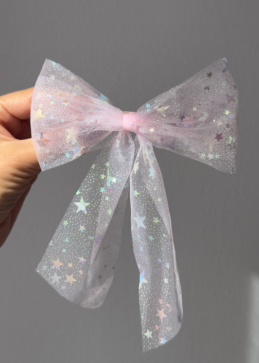 Stella – Pink Tulle Star Bow Barrette | Kawaii Fairycore Hair Clip