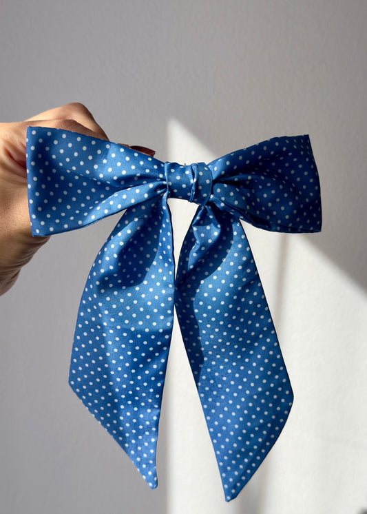 Concetta Bow – Classic Blue Polka Dots with a Touch of Confidence